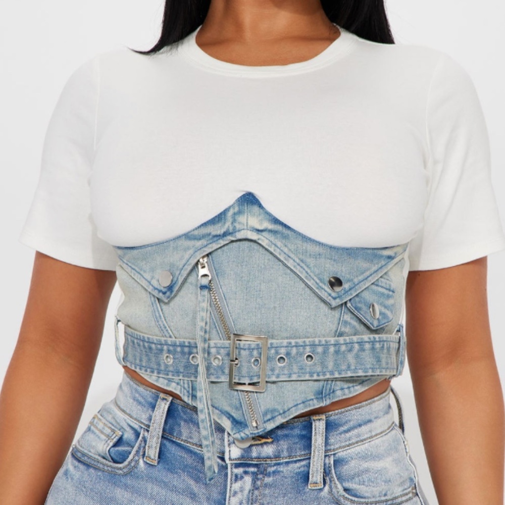 Fashion Nova Denim Corset Top